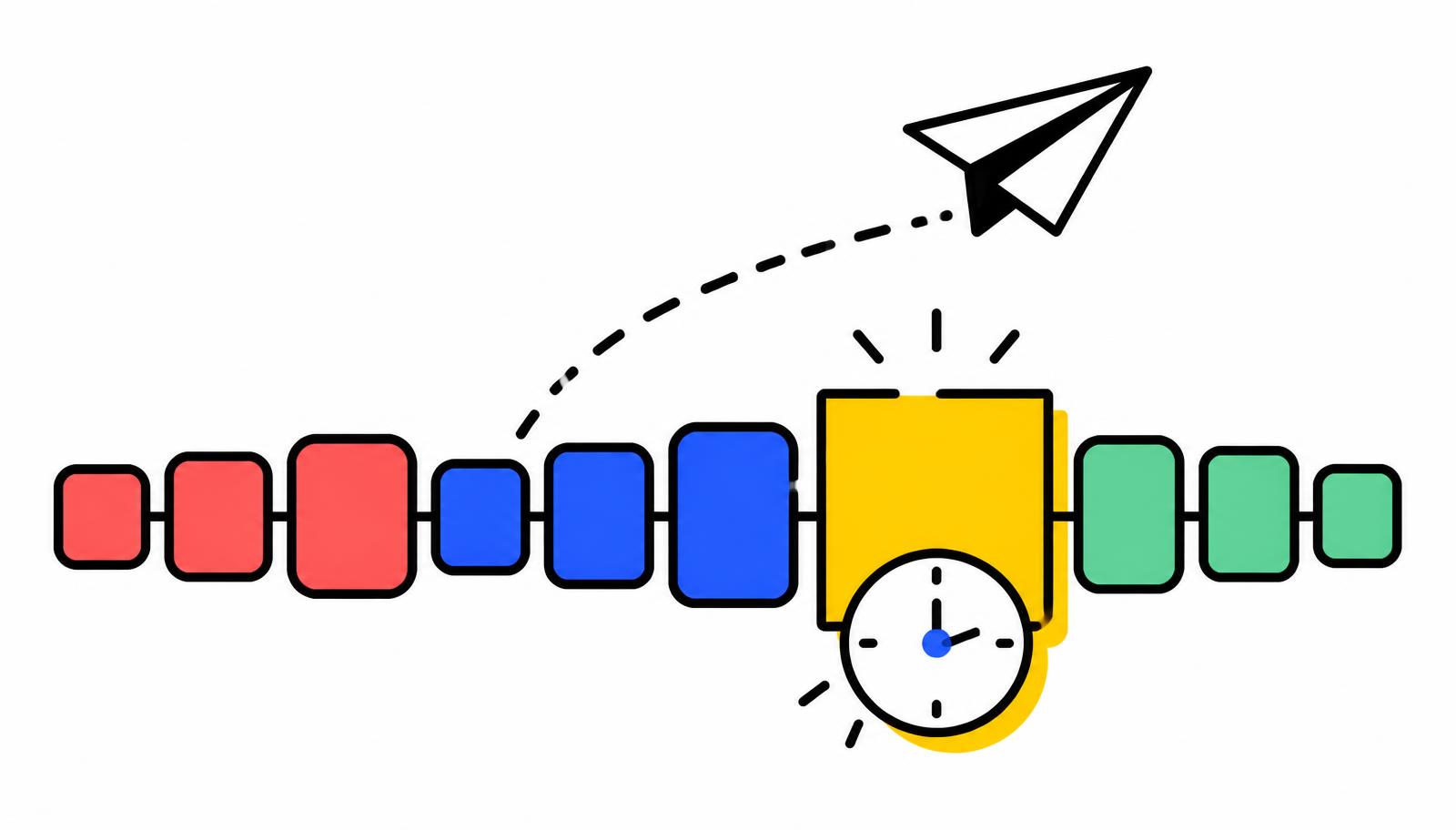 Colourful illustration of a post-award timeline with a highlighted outreach window